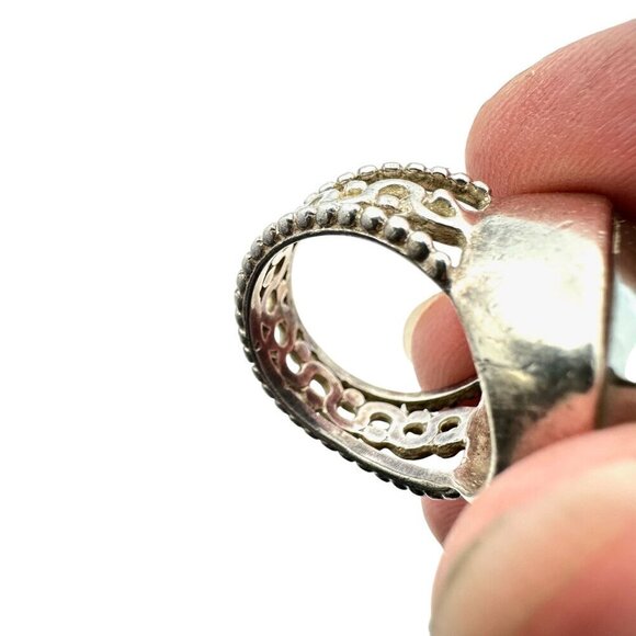 Womens Ring Silver Drusy Quartz Sterling Silver Size 7 Chunky Big - Picture 3 of 6